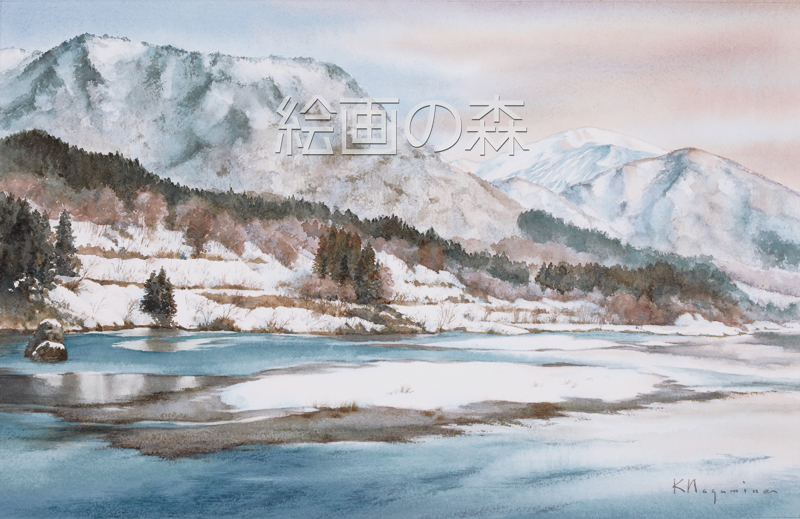 朝の雪山拡大