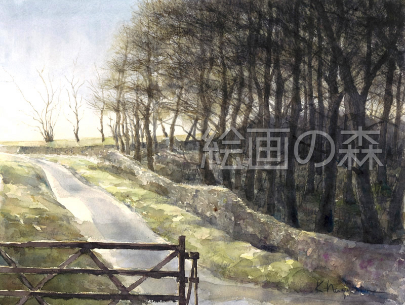 丘につづく道の絵拡大