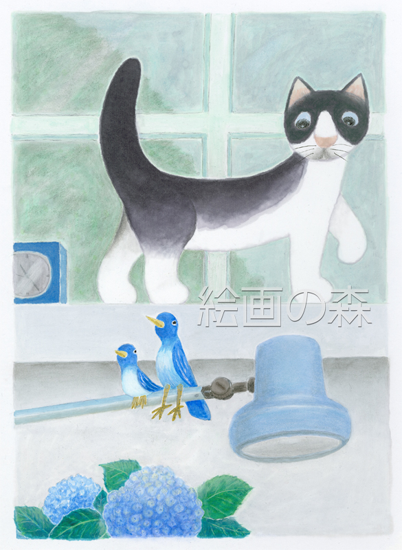 紫陽花とネコ