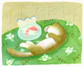 金魚とねこ