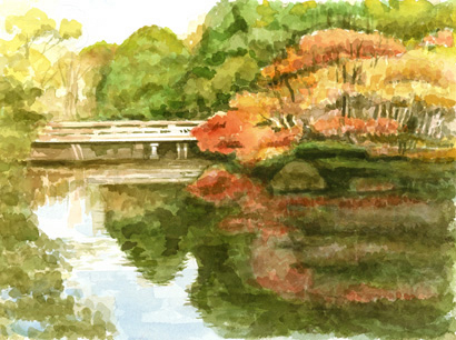 池に映える紅葉